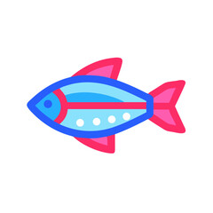 Stylized blue and pink neon tetra illustration isolated