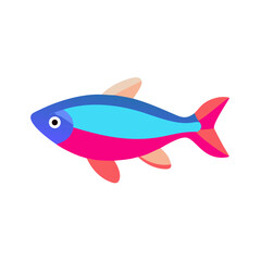 Stylized Neon Tetra Illustration on Black Background