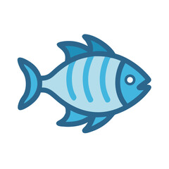 Flat Design Illustration of a Blue Striped Fish