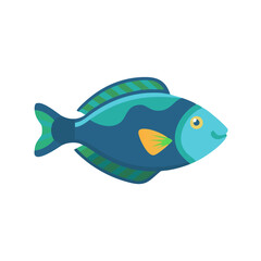 Stylized Blue Fish With Yellow Detail Illustration