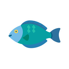Illustration of colorful flat style fish on black