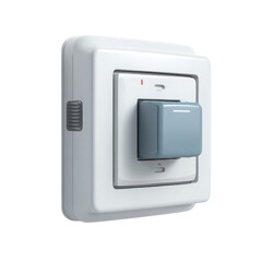 Modern white wall switch with gray rocker button and sleek design for controlling electrical fixtures in contemporary home or office environments