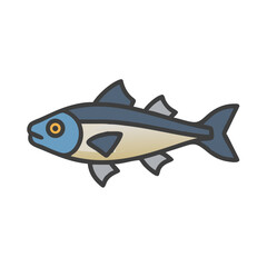 Cartoon fish swimming on black background illustration