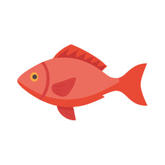 Flat design red fish illustration on black background