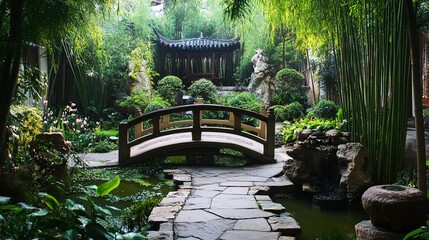Obraz premium japanese garden bridge