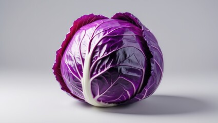 Obraz premium Fresh Red Cabbage Against a White Background