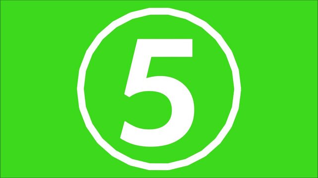 Green screen timer animation from 1 to 10 seconds with number counting for countdown, time lapse, and chroma key use, 4K Video