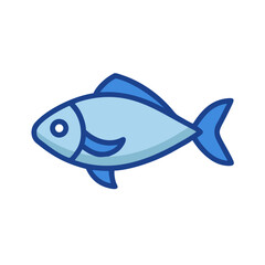 Stylized blue fish icon on black background