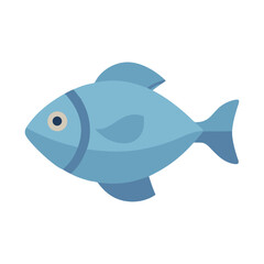 Blue fish cartoon illustration on black background