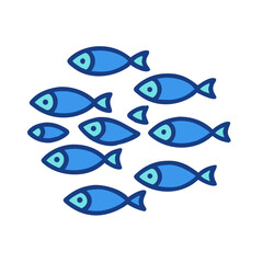 Stylized school of fish swimming in dark waters