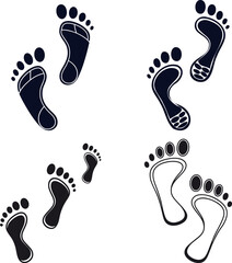 Vector footprint icons set in various styles 
