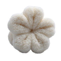Soft fluffy beige plush toy resembling a flower with rounded petals and a cozy texture, perfect for children and decorative purposes