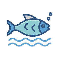 Blue fish swimming in water flat design illustration