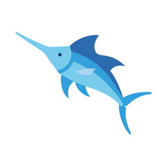 Fototapeta premium Flat Design Blue Marlin Fish Illustration on Black