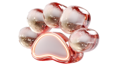 A glowing neon paw print icon in soft peach hues, celebrating pets and companionship, shown on white --ar 16:9 --v 7.0 --s 750