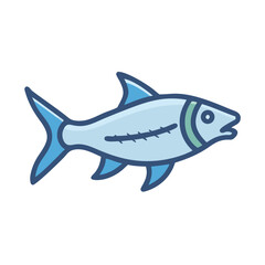 Stylized cartoon fish on a black background