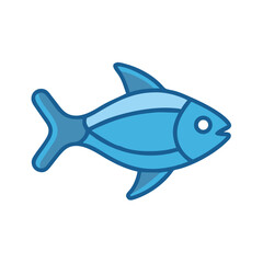 Isolated blue fish vector illustration against black background