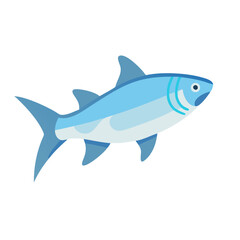 Simple blue cartoon fish on a black background