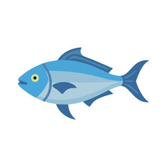 Stylized illustration of a blue fish swimming left