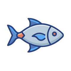 Stylized fish icon with blue outlines on black
