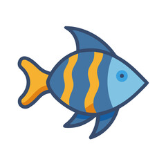 Cartoon fish graphic with stripes on black background