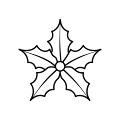 christmas holly line art vector silhouette