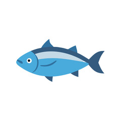 Stylized blue fish icon on black background