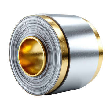 Close-up of a shiny metallic bea with gold accents, detailed and isolated on white background, showing intricate design and smooth finishing, industrial component