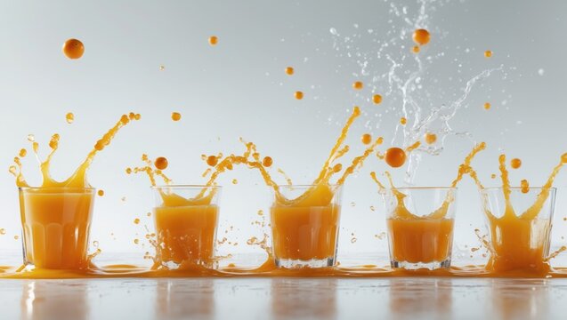 Background featuring a collection of orange juice splashes