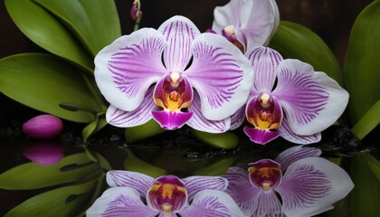 Serene Orchid Reflection: A Symphony of Purple and White