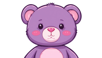 Obraz premium Adorable Purple Teddy Bear Cute Cartoon Animal Childish Illustration Sweet Baby Bear K