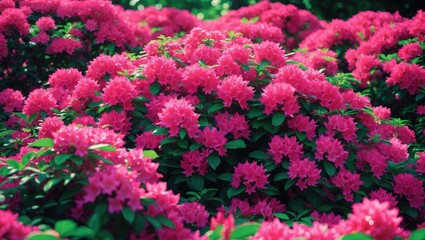 Texture featuring blooming red azalea bush flowers
