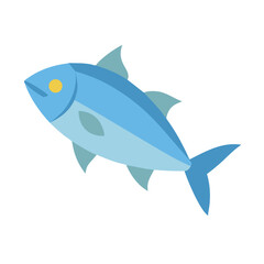 Isolated blue fish vector illustration on black background