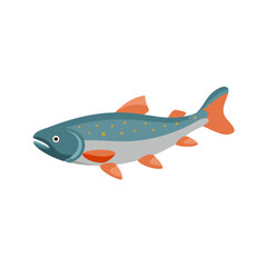Isolated cartoon trout fish graphic on plain black background