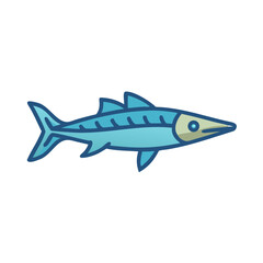Stylized barracuda fish vector illustration on a black background