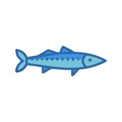 Stylized blue fish illustration on a black background