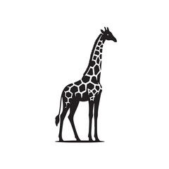 Naklejka premium Black Color Giraffe Silhouette Vector Illustration, Solid White Background. minimal vector design