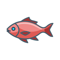 Stylized salmon illustration on a black backdrop graphic