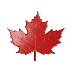 Red maple leaf illustration on transparent background, symbol of Canada