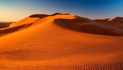 panorama of sand dunes sahara desert at sunset endless dunes of yellow sand desert landscape waves sand nature