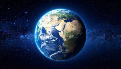 earth in space on blue and black