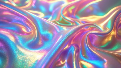 Obraz premium Vibrant shimmering holographic surface. Colorful trippy background