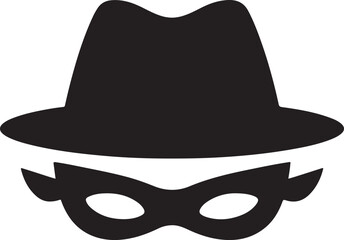 Thief, Criminal, Robber, Anonymous, Scammer, Hacker icon logo isolated, Thief mask with eye slits, security and fraud symbols, Burglary thief icon