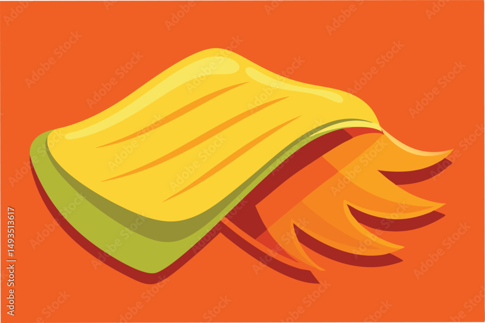 Aufkleber colorful vector illustration of a folded blue blanket draped over a yellow object, showcasing a play