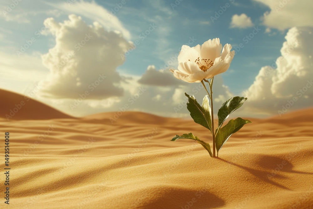 Poster a tiny desert flower blooms once every century, revealing a hidden message when it does.