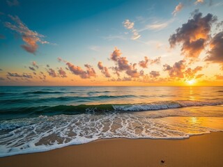 Sunset Hues on a Tranquil Coastal Scene