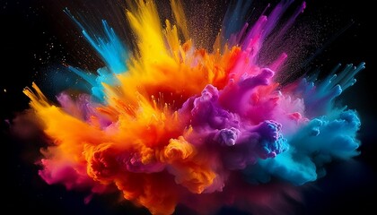 Fototapeta premium colorful powder exploding creating a vibrant cloud of colors on black background