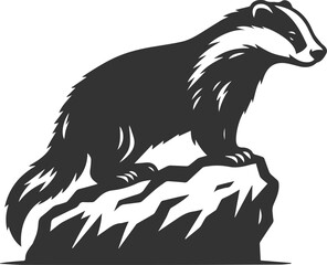 Vector animal drawing silhouette of a badger