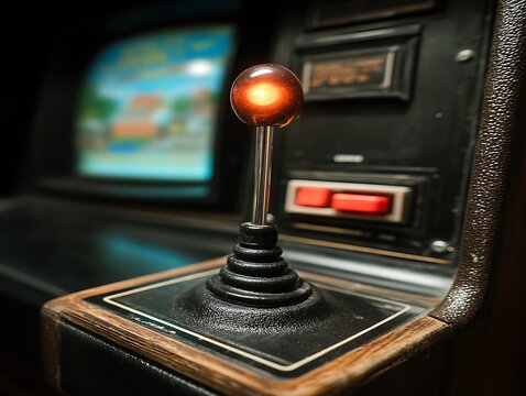 Vintage Arcade Joystick Close-up