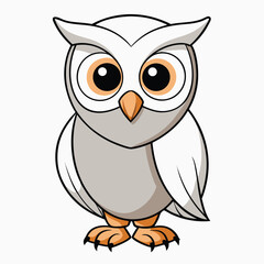 A cute owl with big eyes is staring straight ahead innocently